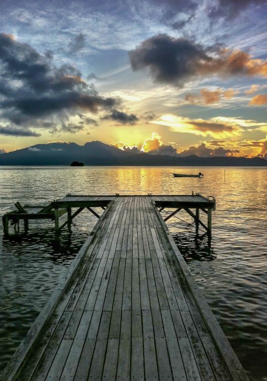 Sunrise over Kolombangara from Nusa Tupe, Solomon Islands