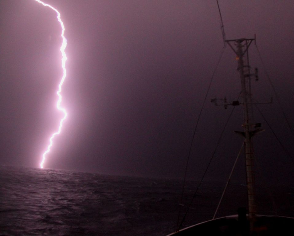 Lightning bolt off the Southern Surveyor between New Caledonia and Australia 